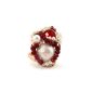 Inel Glam, reglabil, din Agat rubiniu și perle de cultură albe